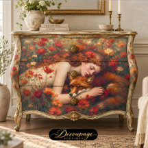 Sleeping Maiden and Fox Decoupage