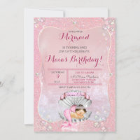 Sleeping Mermaid Girl Pink Pearls Clam Shell