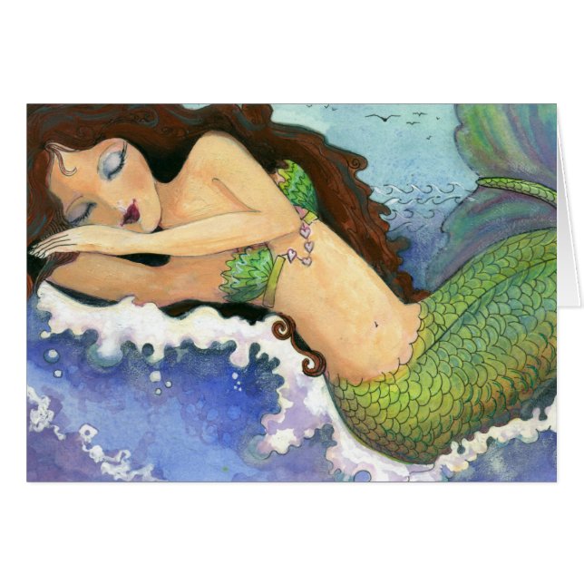 Sleeping Mermaid greeting card (5" x 7") envelope (Front Horizontal)