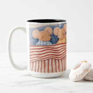 sleeping mice illustration cute mice art Two-Tone coffee mug