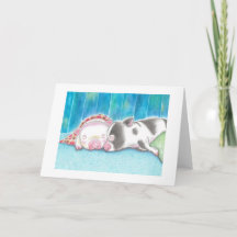Sleeping Mini Pigs Piglets Folded Greeting Card