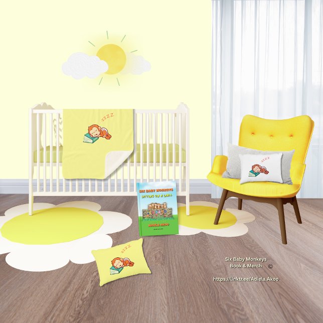 Sleeping Monkey Accent Pillow by Adiela Akoo (Sleeping monkey pillow, blanket & Six Baby Monkeys book by Adiela Akoo. BUY this gr8t gift combo now)