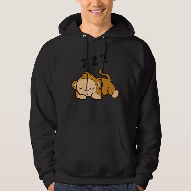 Sleeping Monkey Ape Monkey Pajama Cute Monkey Hoodie (Front)