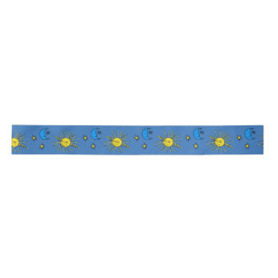 Sleeping moon and smiling sun satin ribbon