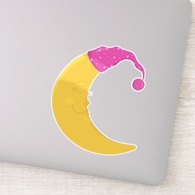 Sleeping Moon, Cute Moon, Yellow Moon, Nightcap (Detail)