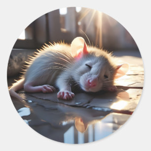 Sleeping Mouse Classic Round Sticker