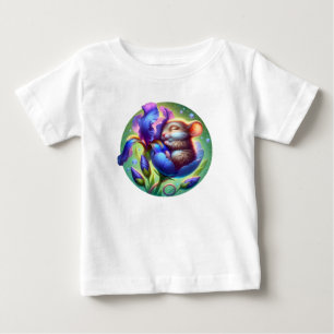 Sleeping Mouse in Flower Cute Baby Animal  T-Shirt