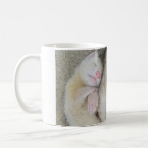 Sleeping mum and baby ferret mug