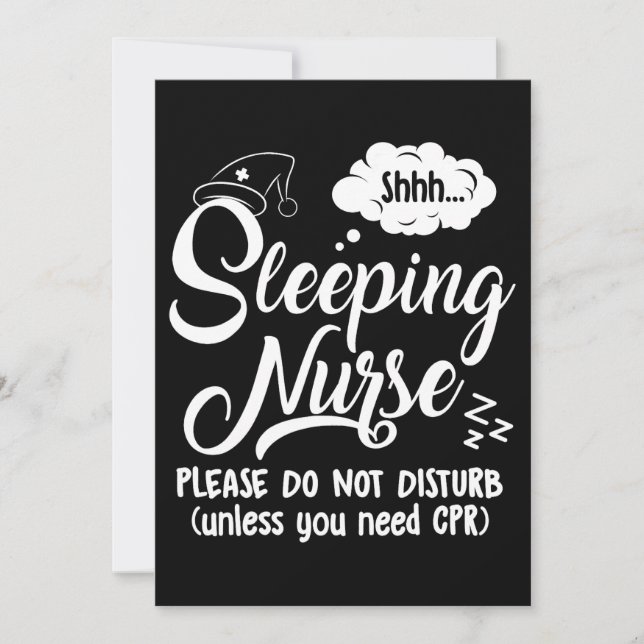 Sleeping Nurse Hospital Rn Nursing Week Funny Men  Invitation (Front)
