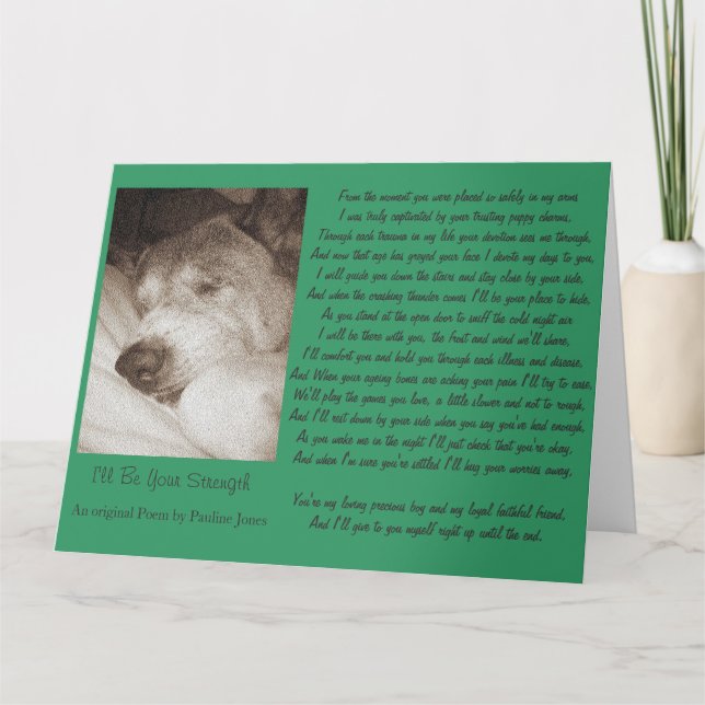 sleeping old akita dog animal sympathy poem big card (Front)