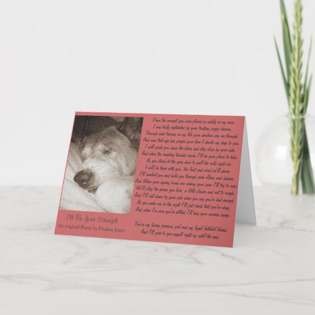 sleeping old akita dog animal sympathy poem card (Front)