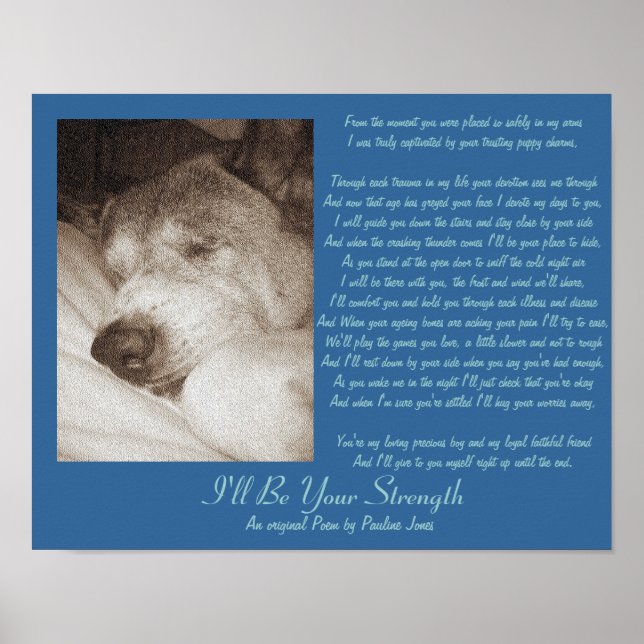 sleeping old akita dog animal sympathy poem poster (Front)