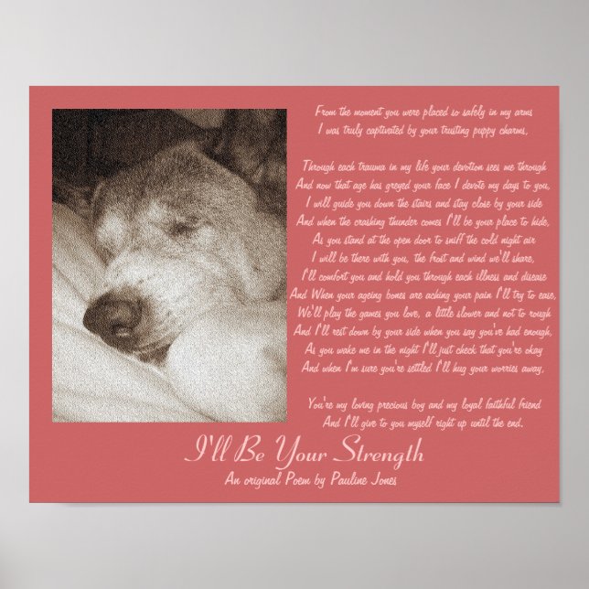 sleeping old akita dog animal sympathy poem poster (Front)