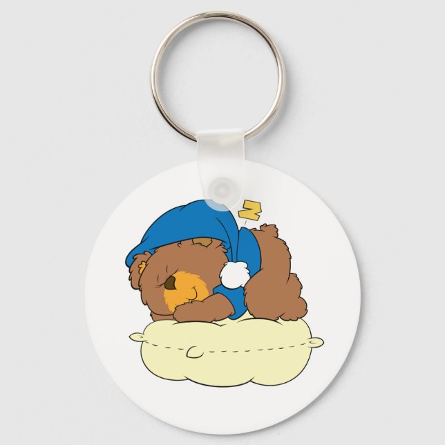 sleeping on pillow cute teddy bear design key ring (Front)