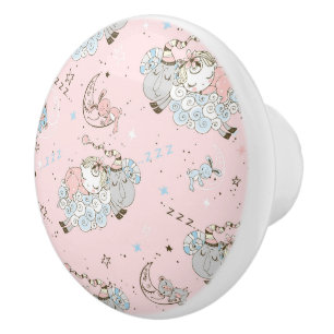 Sleeping on Sheep Ceramic Knob