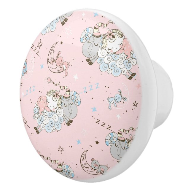 Sleeping on Sheep Ceramic Knob (Right)