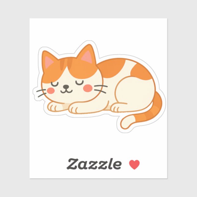 Sleeping Orange and White Cat – Cute Cartoon Style (Sheet)