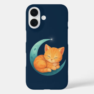 Sleeping Orange Cat on Moon Case