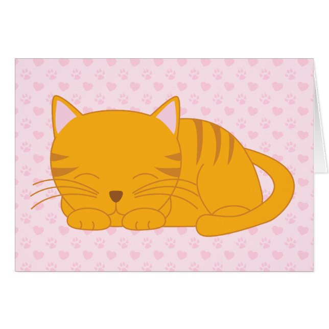 Sleeping Orange Tabby Cat (Front Horizontal)