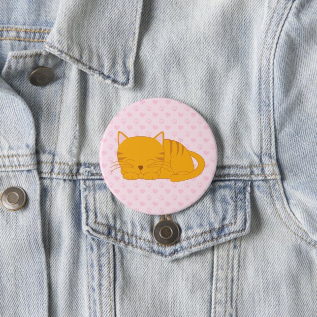 Sleeping Orange Tabby Cat 7.5 Cm Round Badge (In Situ)