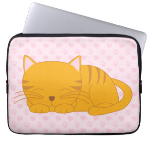 Sleeping Orange Tabby Cat Laptop Sleeve