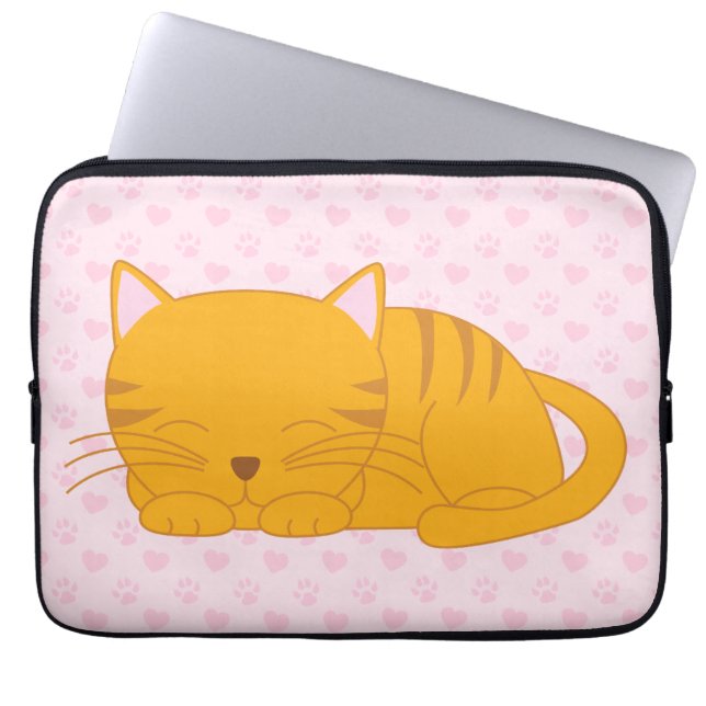 Sleeping Orange Tabby Cat Laptop Sleeve (Front)