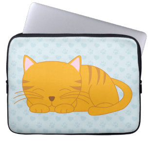 Sleeping Orange Tabby Cat Laptop Sleeve