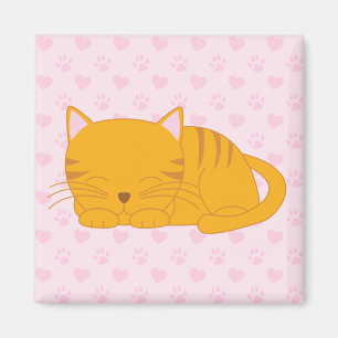 Sleeping Orange Tabby Cat Magnet