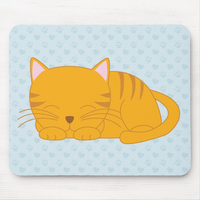 Sleeping Orange Tabby Cat Mouse Mat (Front)