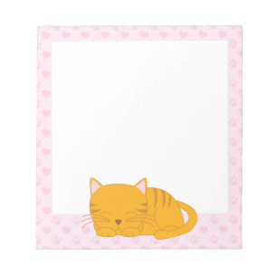 Sleeping Orange Tabby Cat Notepad
