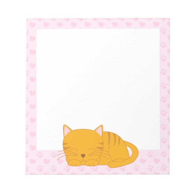 Sleeping Orange Tabby Cat Notepad (Front)