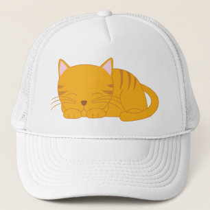 Sleeping Orange Tabby Cat Trucker Hat