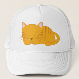 Sleeping Orange Tabby Cat Trucker Hat