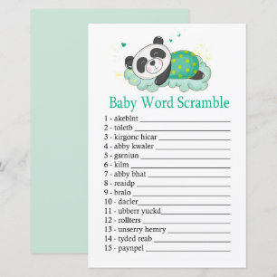 Sleeping panda Baby word scramble game