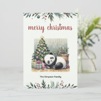 Sleeping panda holiday card