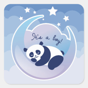 Sleeping Panda 'its a boy' square sticker