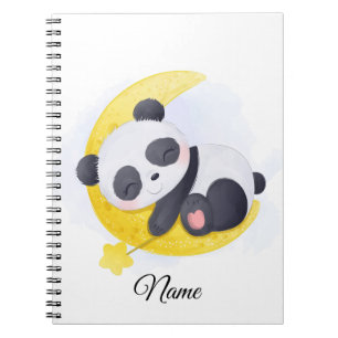 Sleeping Panda on Moon Kawaii Art Notebook