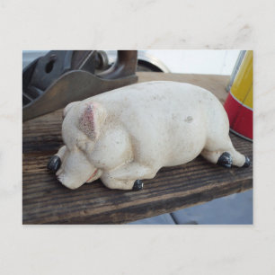 Sleeping Pig Figurine Postcard