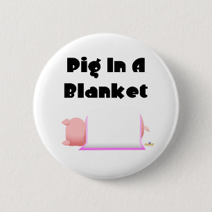 Sleeping Pig Pink Blanket Pig In A Blanket 6 Cm Round Badge