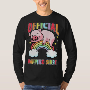 Sleeping Pig Rainbow Hog Pajama Napping Piglet T-Shirt