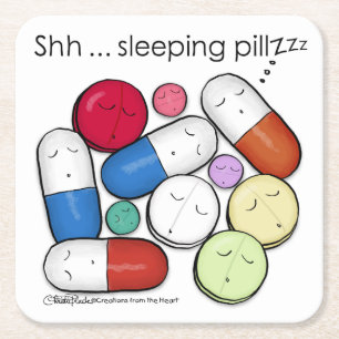 Sleeping Pills-Medication Square Paper Coaster