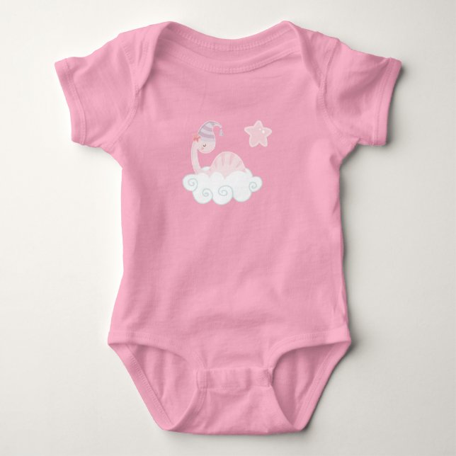 Sleeping Pink Dinosaur       Baby Bodysuit (Front)