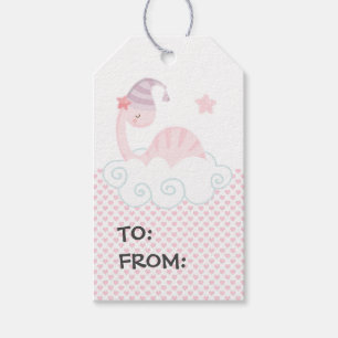 Sleeping Pink Dinosaur Gift Tags