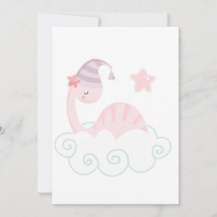 Sleeping Pink Dinosaur Invitation