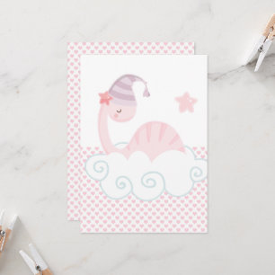 Sleeping Pink Dinosaur Invitation