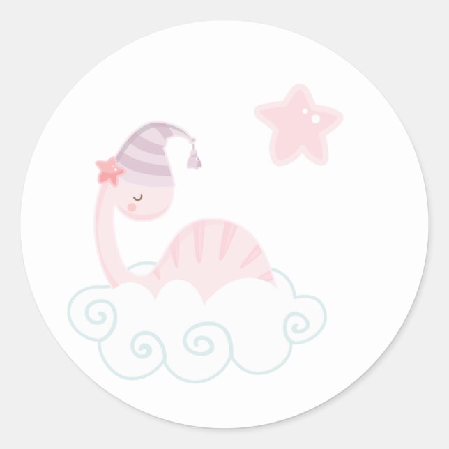 Sleeping Pink Dinosaur Sticker (Front)