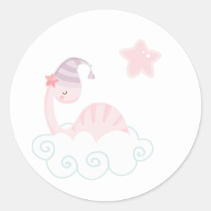 Sleeping Pink Dinosaur Sticker