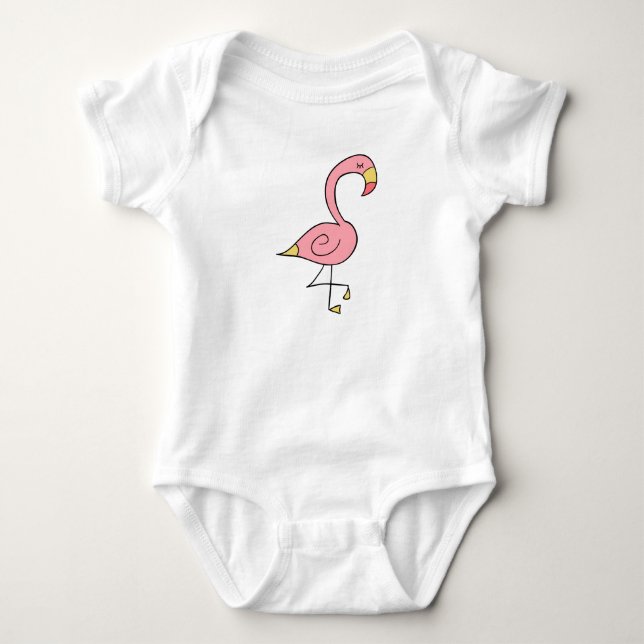 Sleeping pink flamingo baby bodysuit (Front)