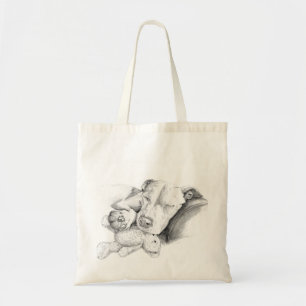 Sleeping Pitbull Sketch Tote Bag