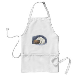 Sleeping polar bear, watercolor art standard apron